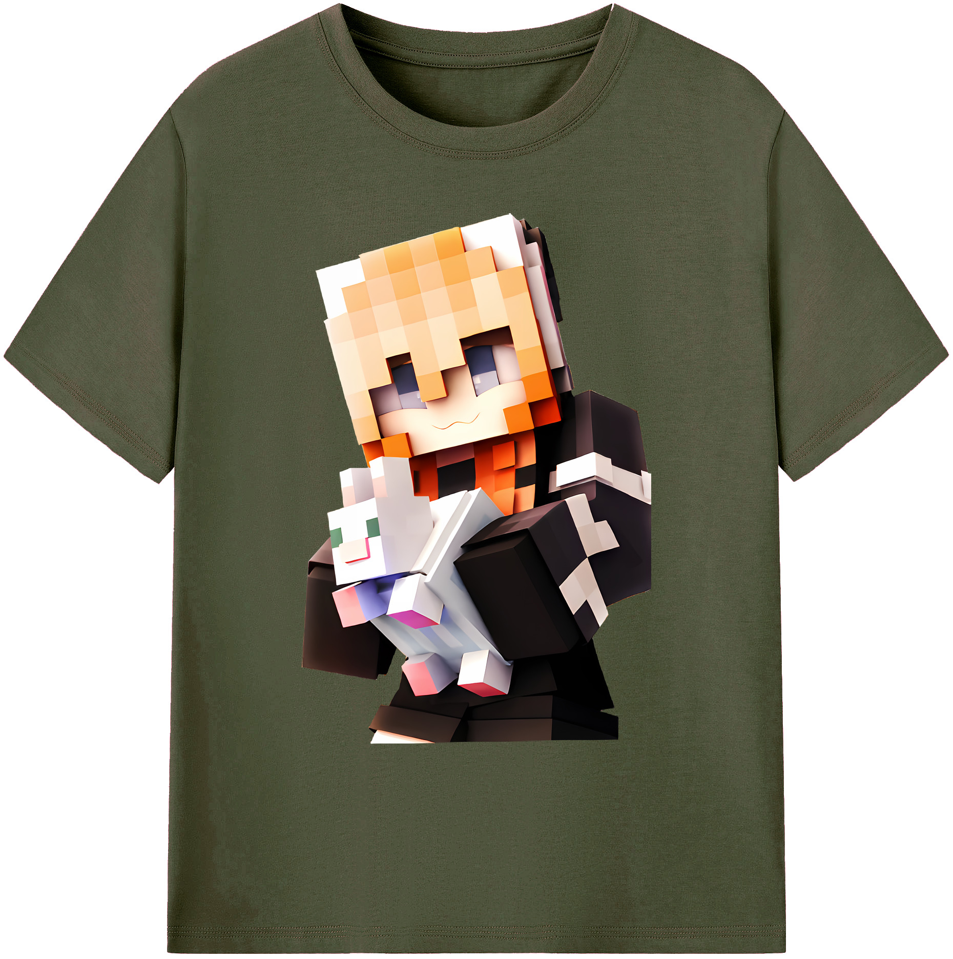 （画像用） マインクラフト ブロックの世界 Minecraft MC Block world 綿100％ メンズ半袖Tシャツ｜肌触りやわらか＆通気性